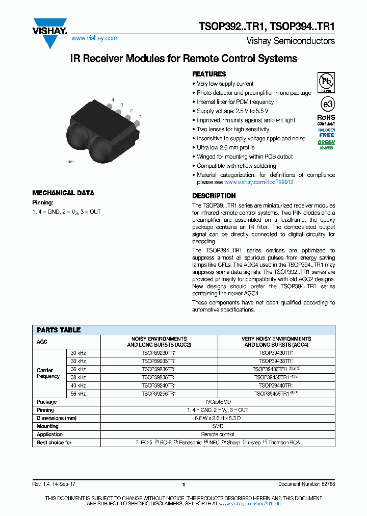 TSOP392TR1_8867323.PDF Datasheet