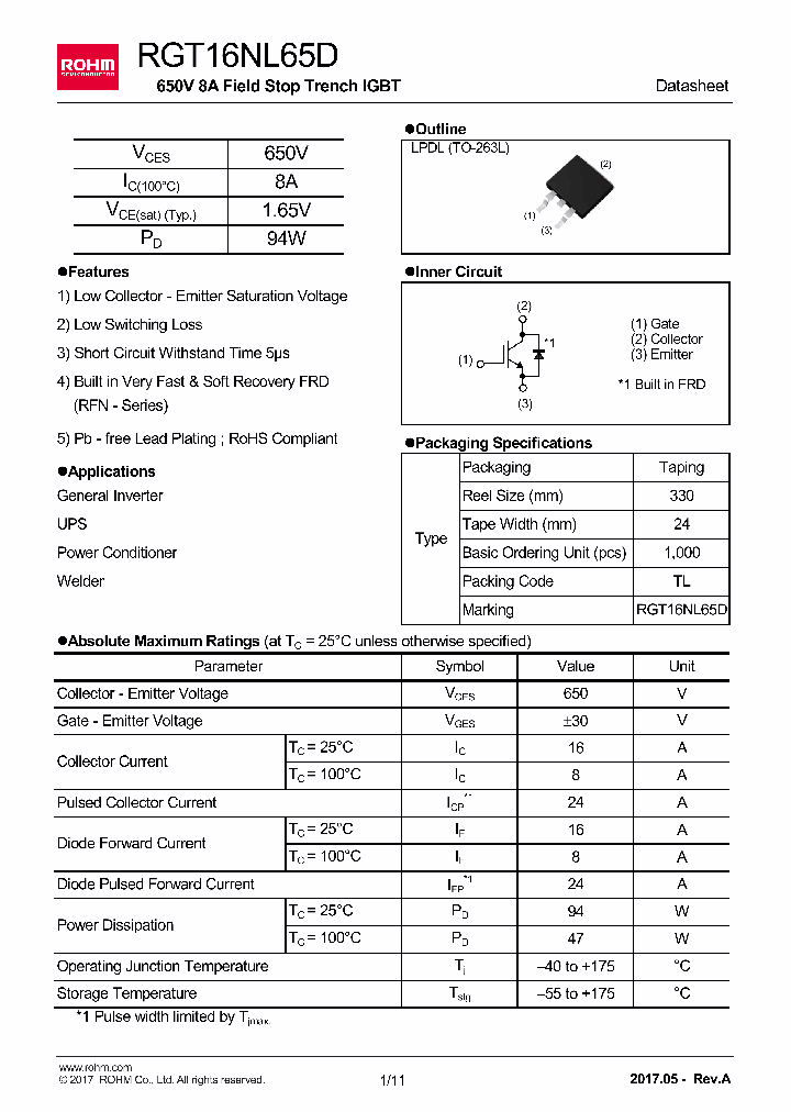 RGT16NL65D_8874237.PDF Datasheet