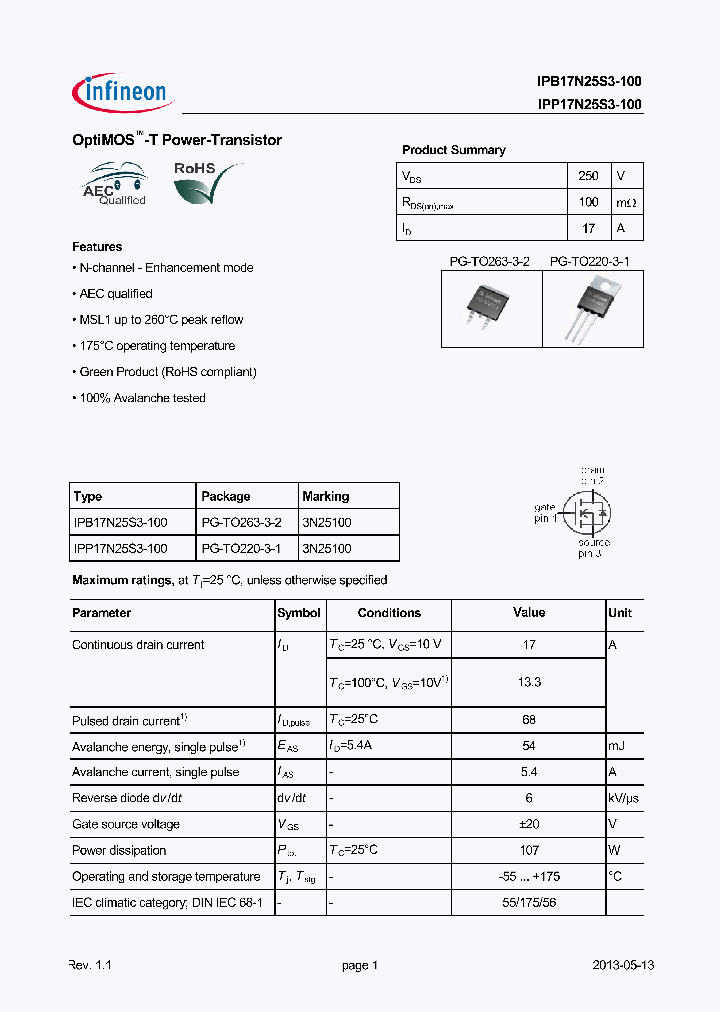 IPB17N25S3-100-15_8875620.PDF Datasheet