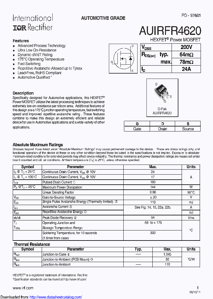 AUIRFR4620_8889686.PDF Datasheet