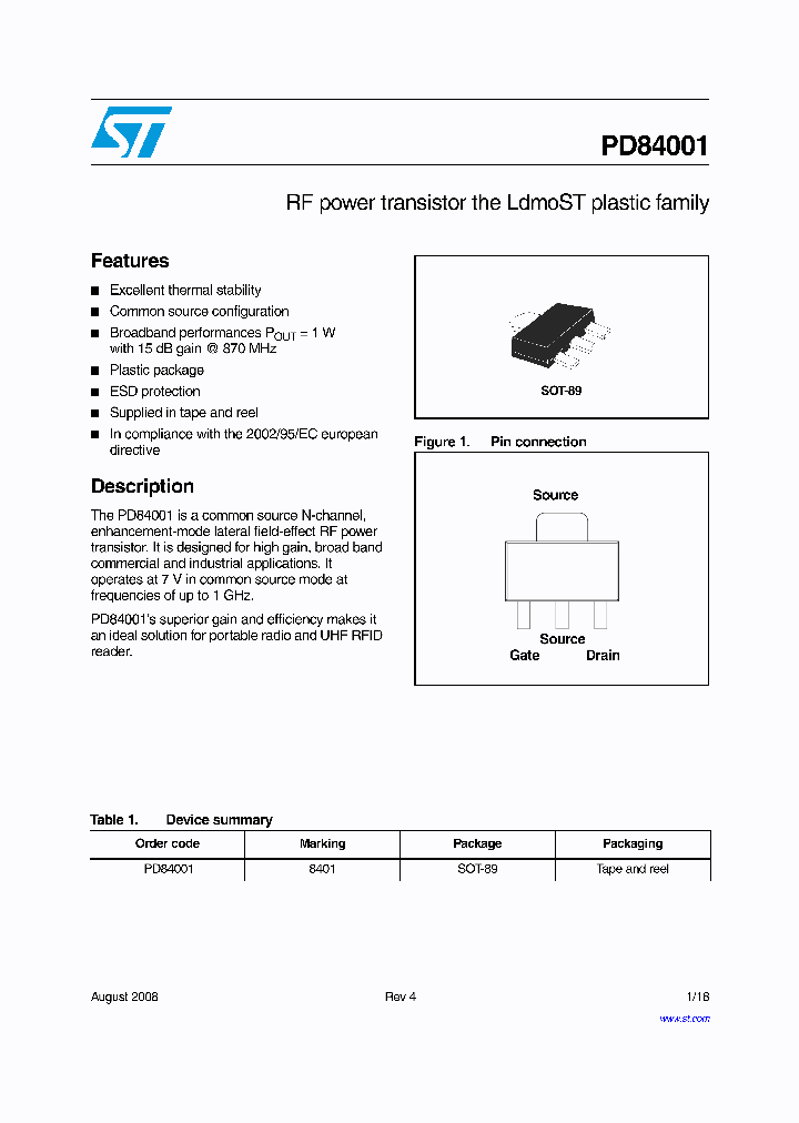 PD84001_8889866.PDF Datasheet Download --- IC-ON-LINE