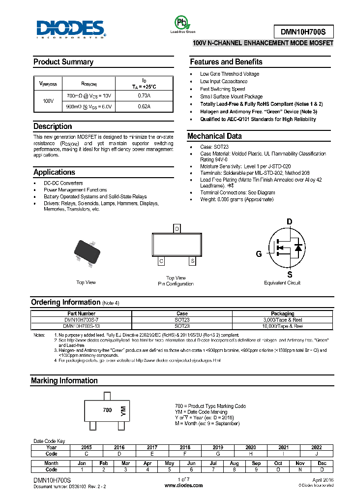 DMN10H700S_8892160.PDF Datasheet