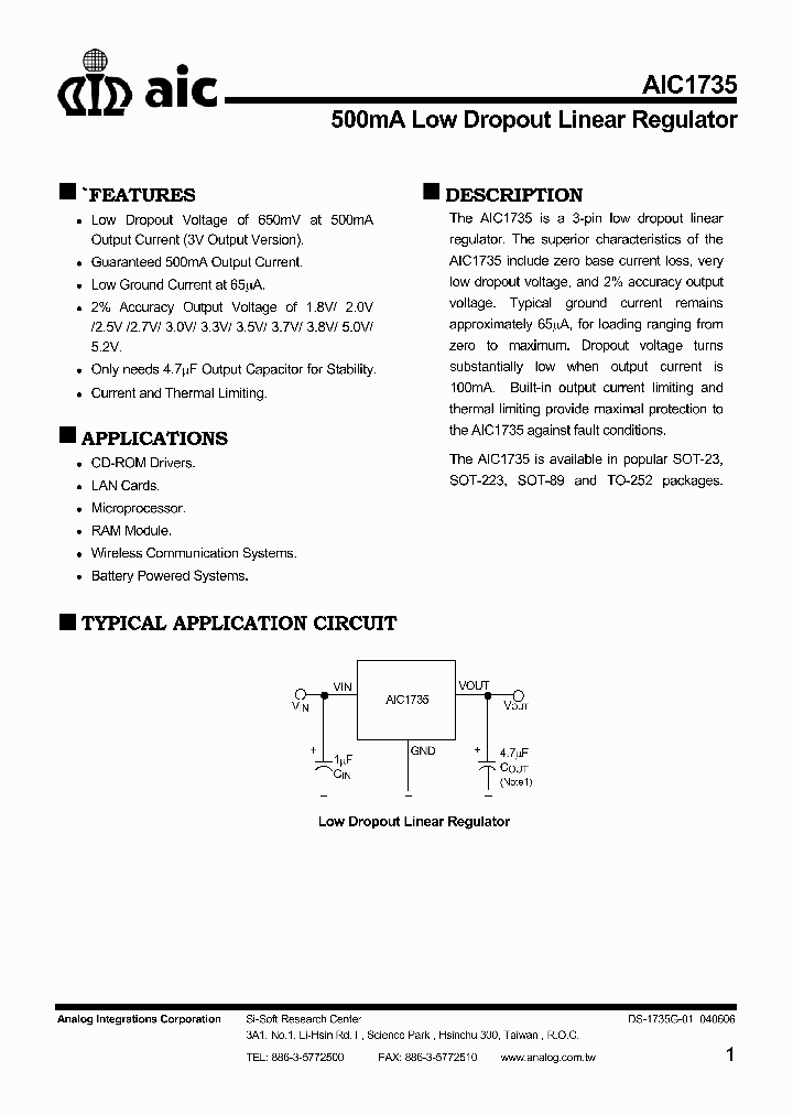 AIC1735-18XY_8896626.PDF Datasheet