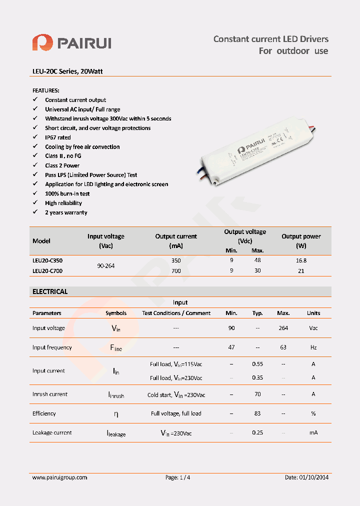 LEU20-C350_8900206.PDF Datasheet Download --- IC-ON-LINE