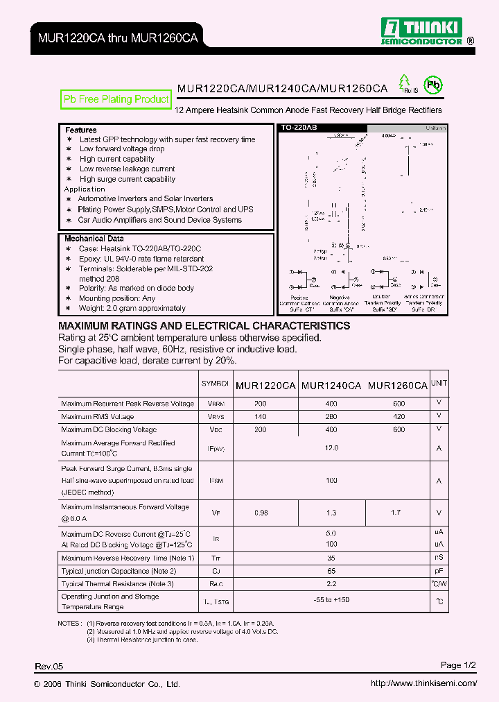 MUR1220CA_8900527.PDF Datasheet