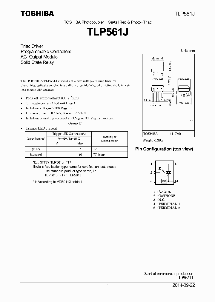 TLP561J-14_8902430.PDF Datasheet