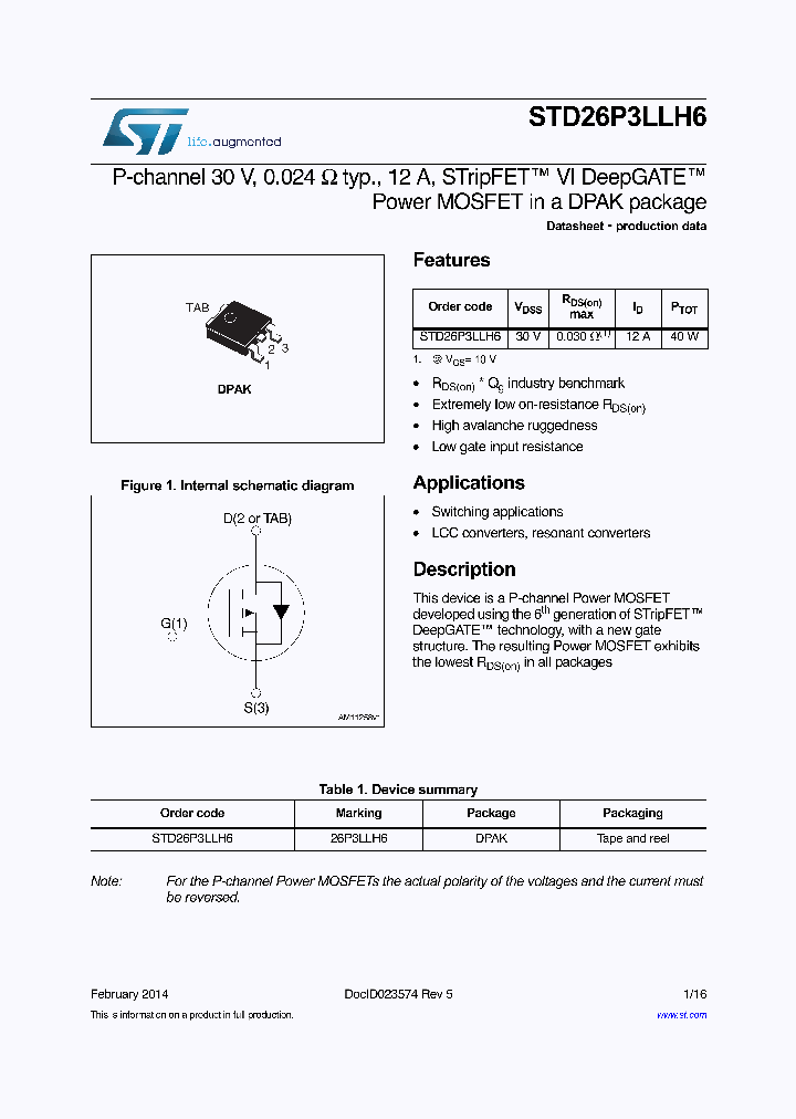 STD26P3LLH6_8903086.PDF Datasheet