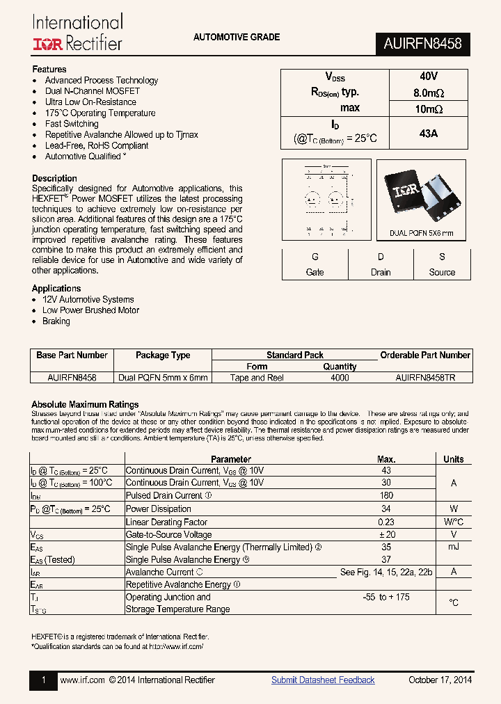 AUIRFN8458TR_8903034.PDF Datasheet