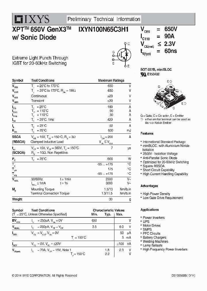 IXYN100N65C3H1_8916527.PDF Datasheet