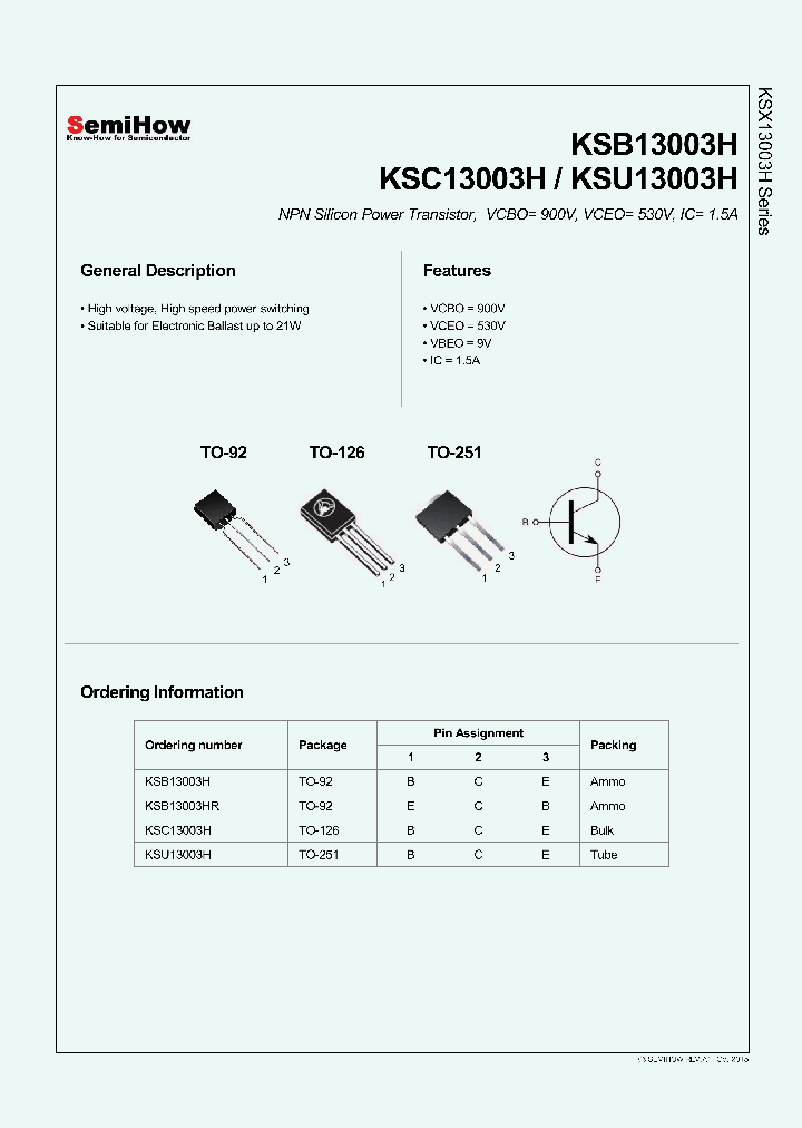 KSC13003H_8920688.PDF Datasheet