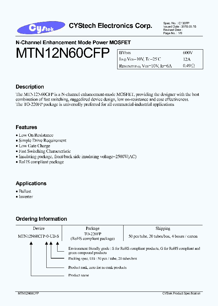MTN12N60CFP_8922955.PDF Datasheet