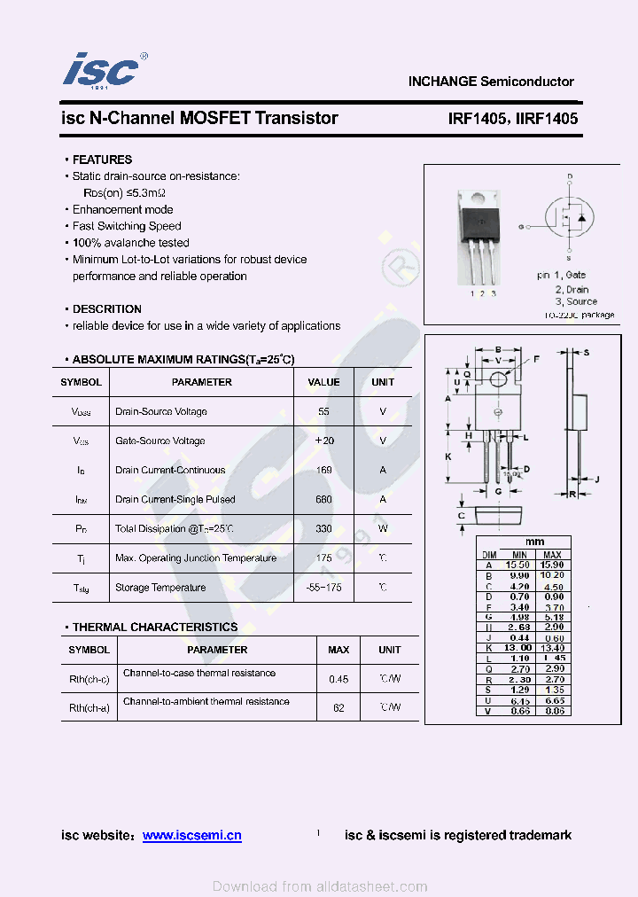 IIRF1405_8924847.PDF Datasheet Download