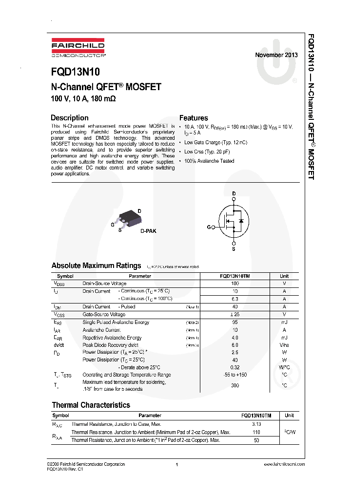 FQU13N10TU_8926083.PDF Datasheet