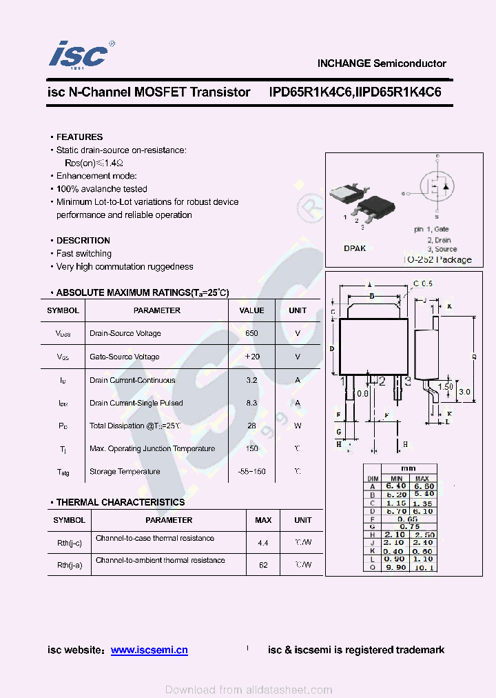 IIPD65R1K4C6_8926512.PDF Datasheet