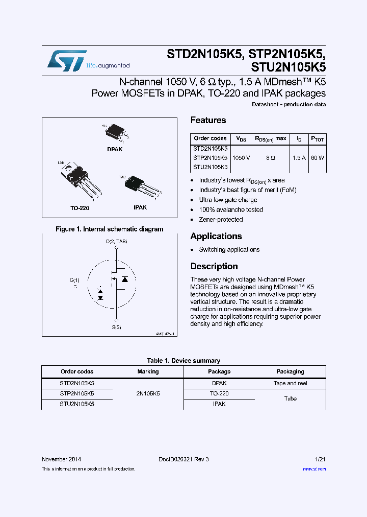 STD2N105K5_8926585.PDF Datasheet