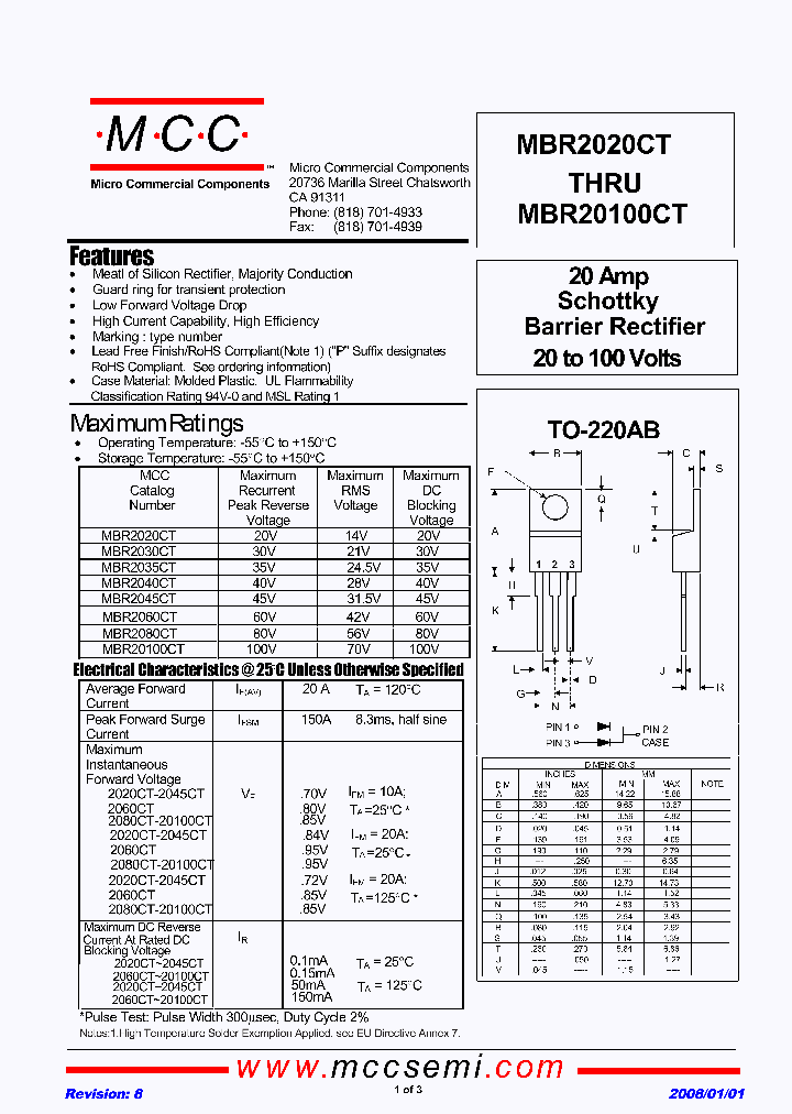 MBR2030CT_8932615.PDF Datasheet