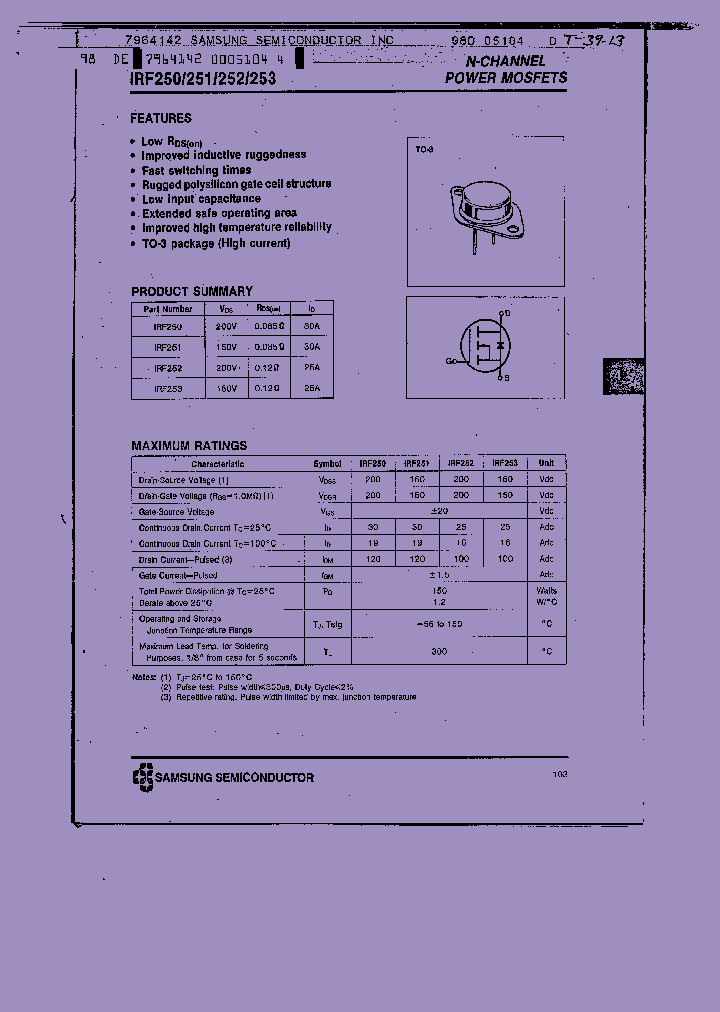 IRF251_8951431.PDF Datasheet Download --- IC-ON-LINE