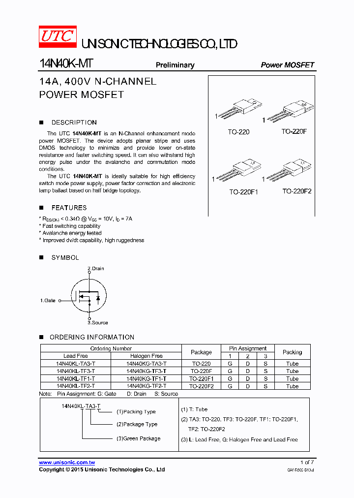 14N40KL-TF1-T_8956787.PDF Datasheet