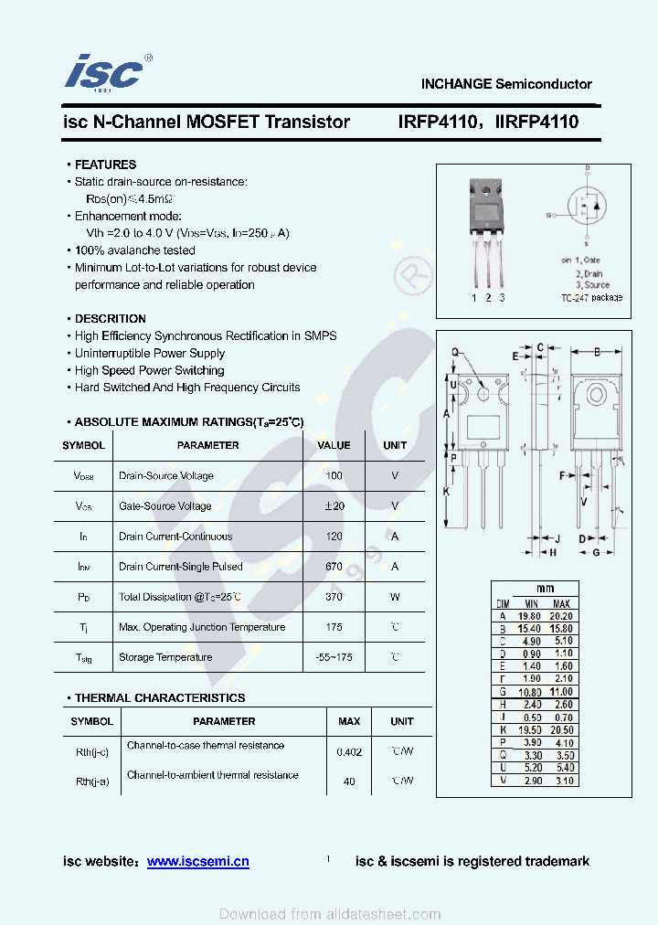 IRFP4110_8957314.PDF Datasheet