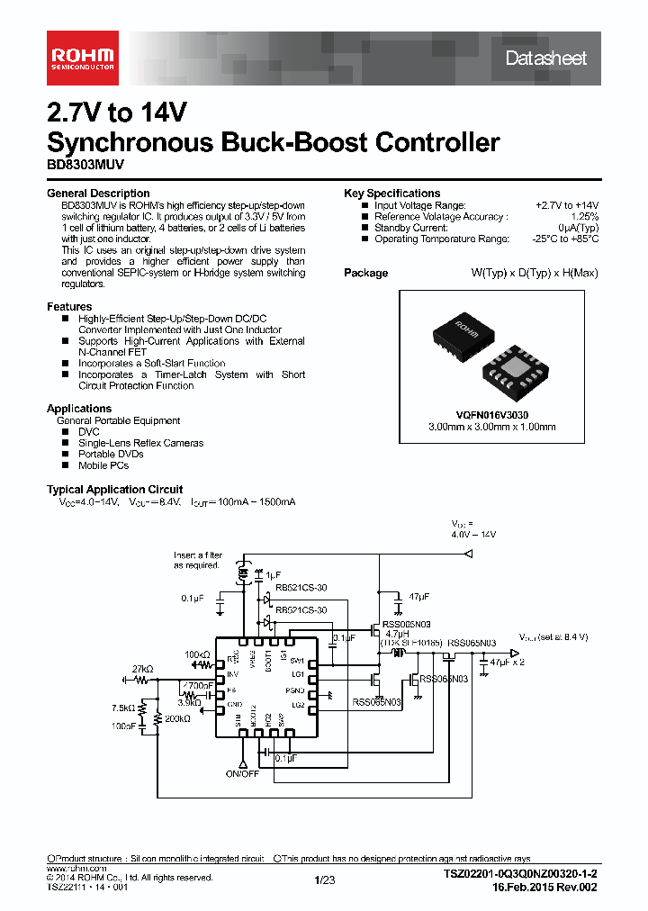 BD8303MUV_8961439.PDF Datasheet Download --- IC-ON-LINE