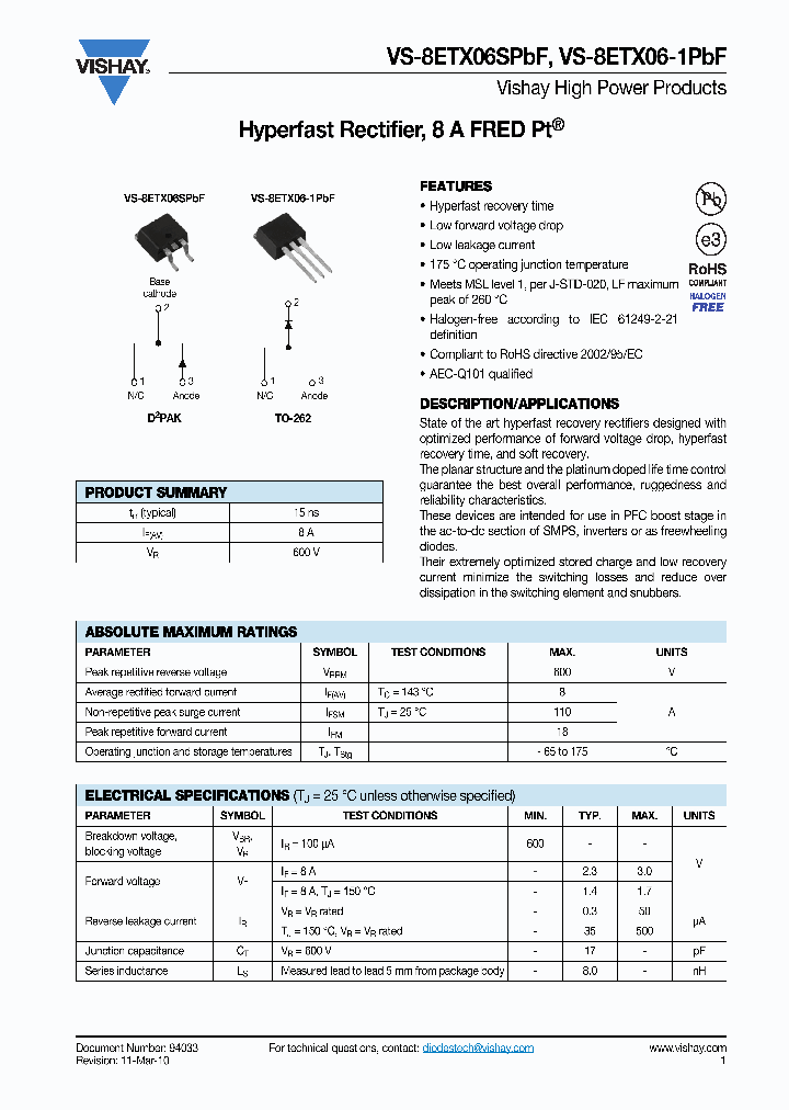 8ETX06STRLPBF_8980226.PDF Datasheet