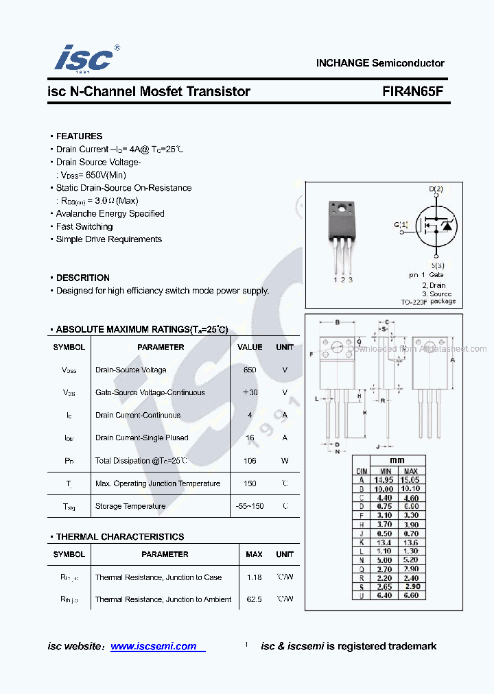 FIR4N65F_8985635.PDF Datasheet