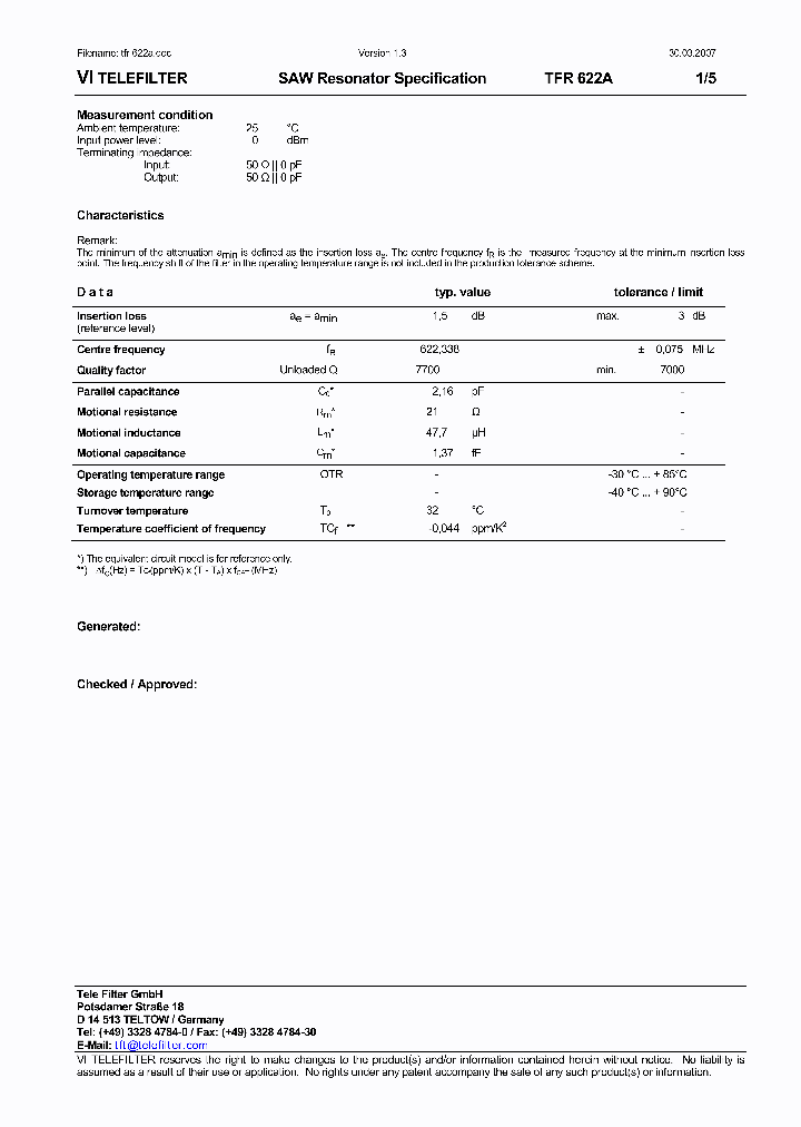 TFR622A_8991459.PDF Datasheet