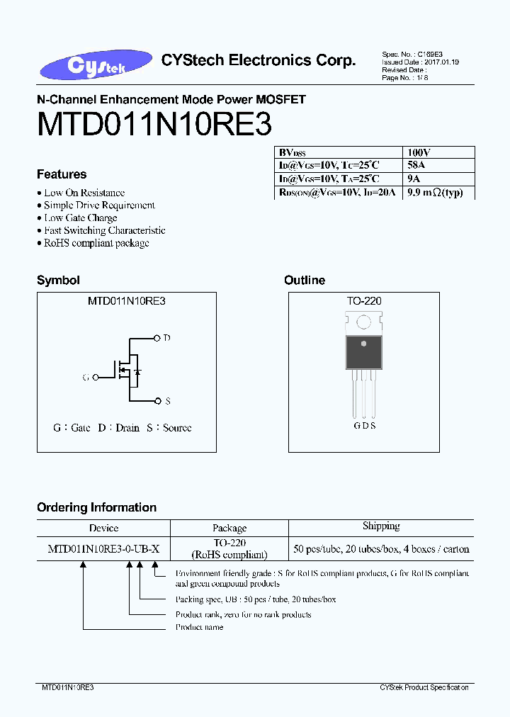 MTD011N10RE3_8994536.PDF Datasheet
