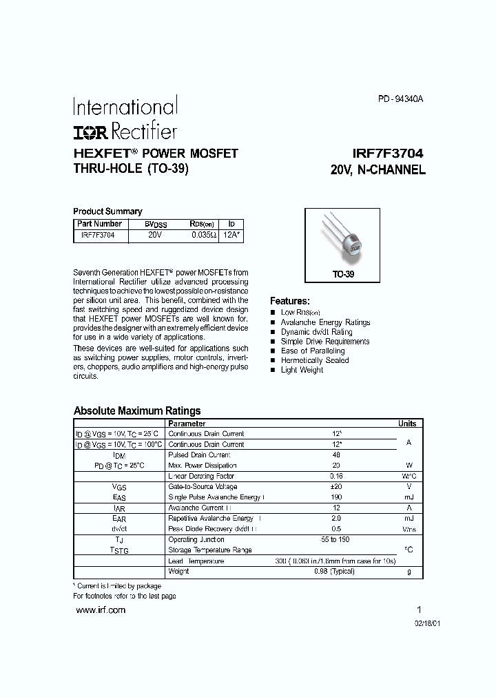IRF7F3704_9001176.PDF Datasheet