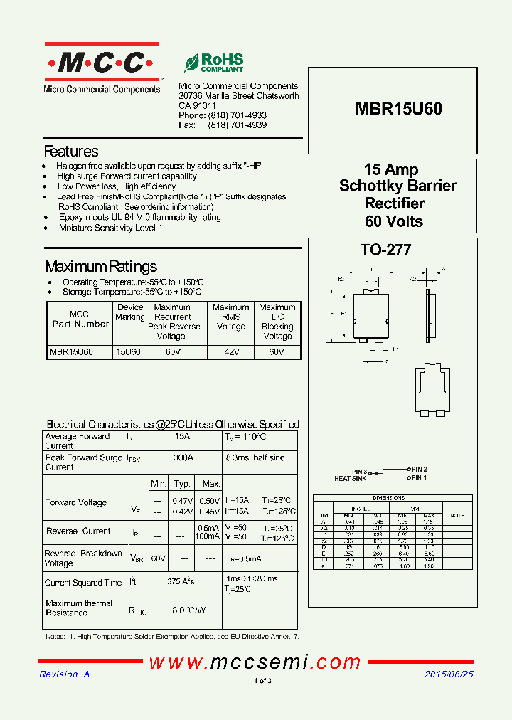 MBR15U60_9001621.PDF Datasheet