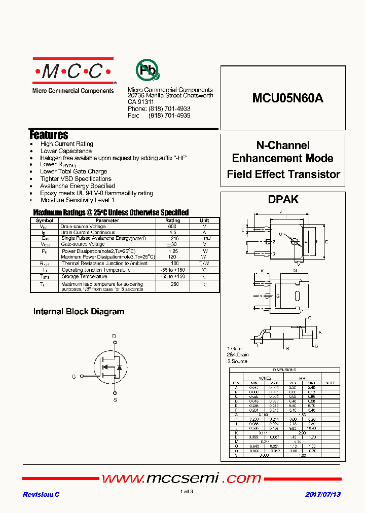 MCU05N60A_9002407.PDF Datasheet