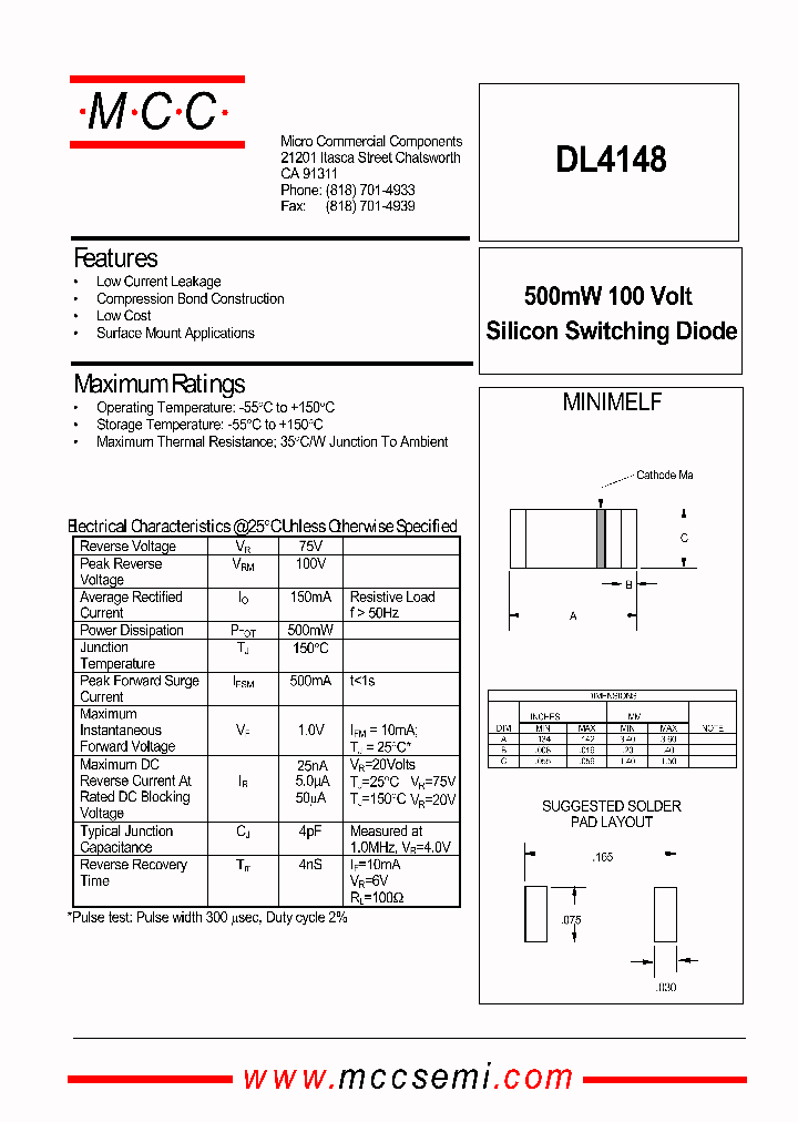DL4148_9005746.PDF Datasheet Download --- IC-ON-LINE