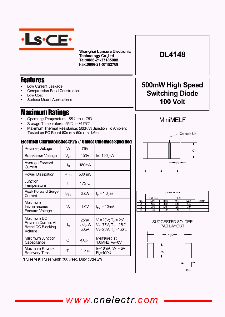 DL4148_9005747.PDF Datasheet Download --- IC-ON-LINE