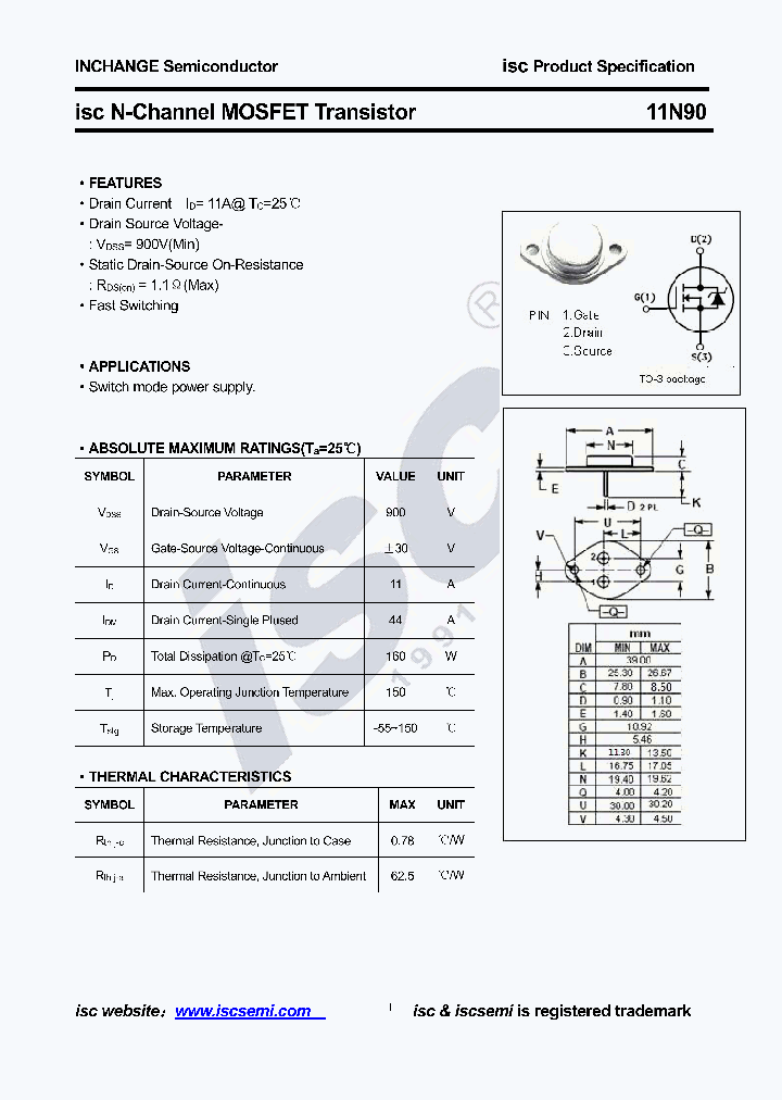 11N90-TO-3_9012112.PDF Datasheet