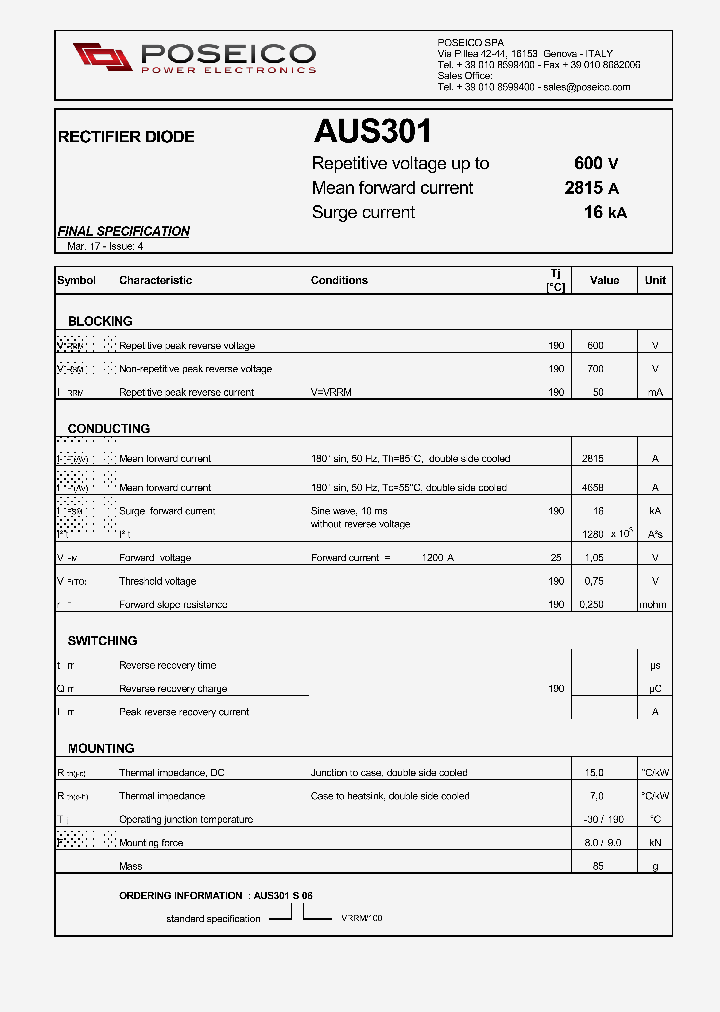 AUS301S06_9014805.PDF Datasheet