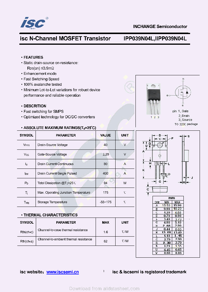 IPP039N04L_9015565.PDF Datasheet