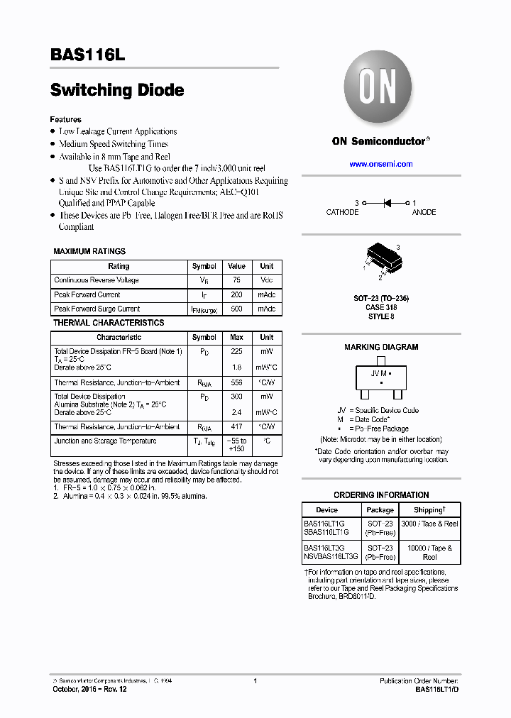 NSVBAS116LT3G_9016025.PDF Datasheet