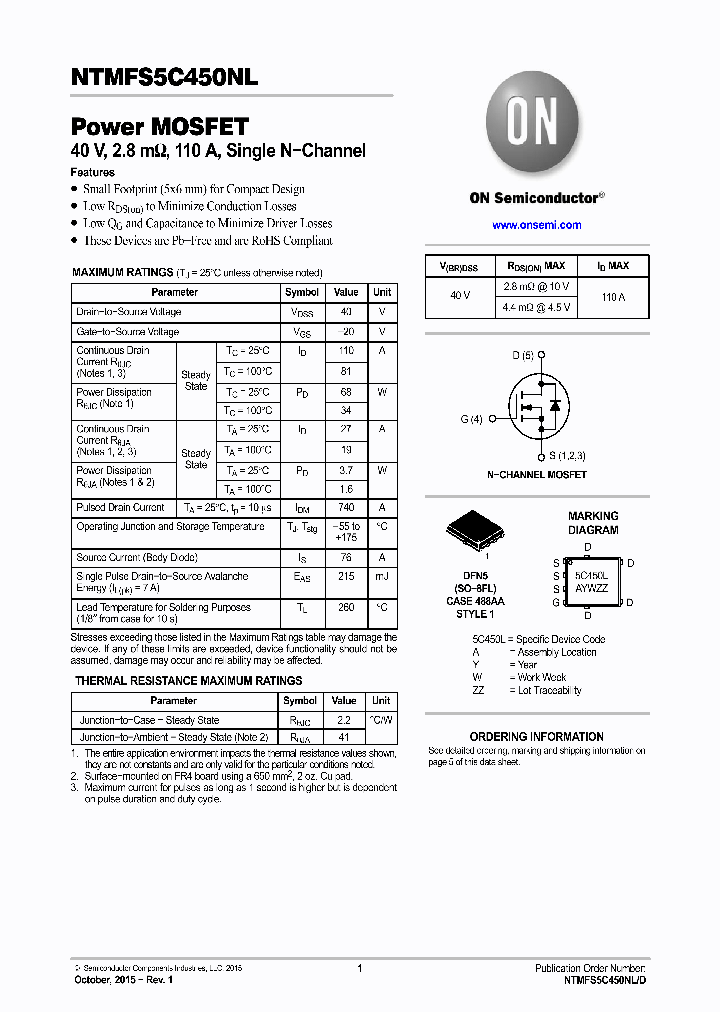 NTMFS5C450NLT3G_9017360.PDF Datasheet