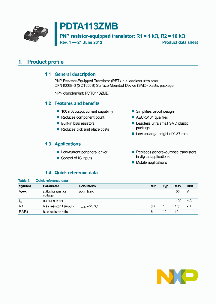 PDTA113ZMB_9028917.PDF Datasheet