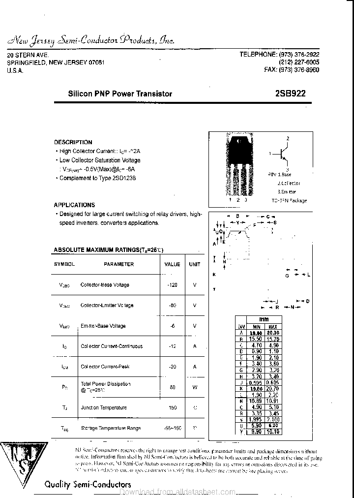 2SB922_9036250.PDF Datasheet