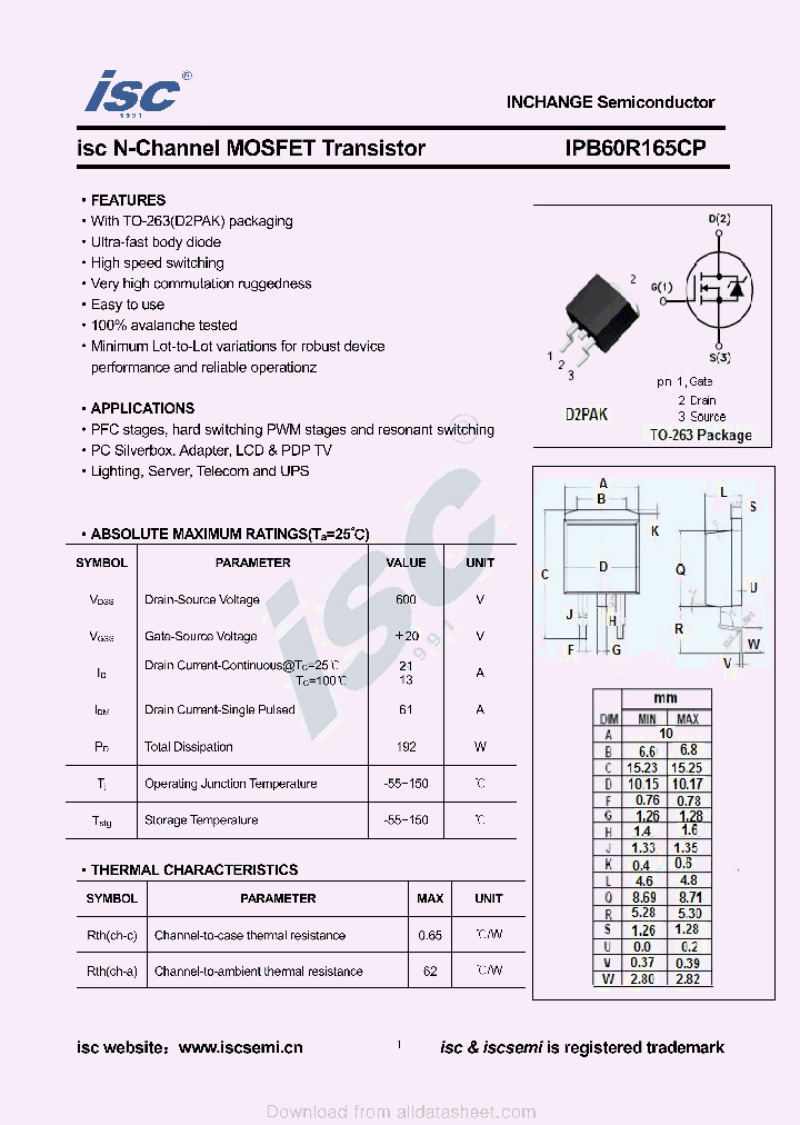 IPB60R165CP_9036559.PDF Datasheet