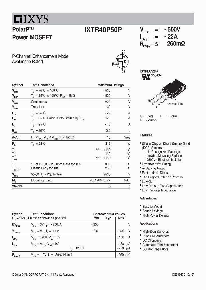 IXTR40P50P_9039537.PDF Datasheet