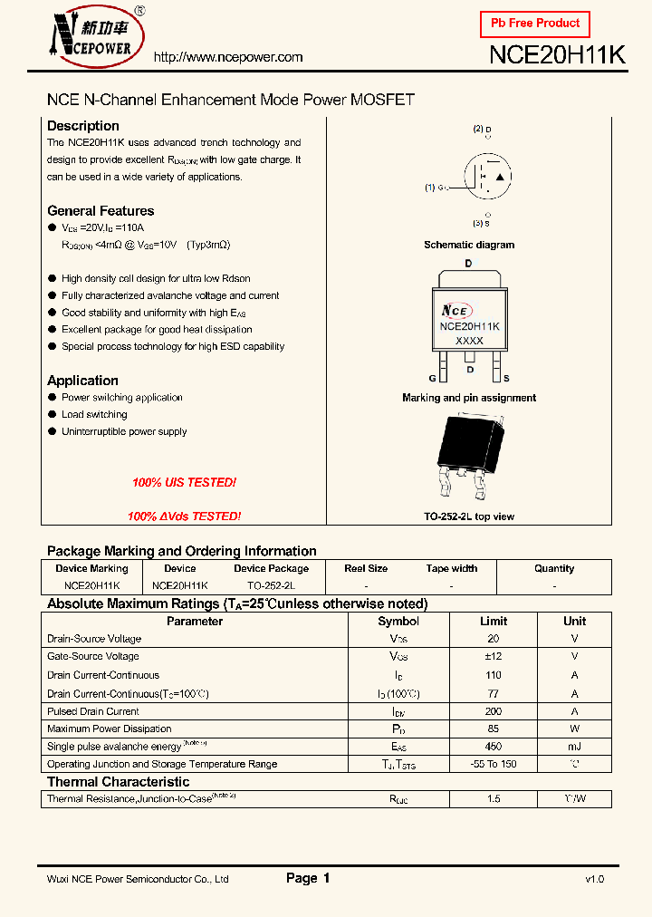 NCE20H11K_9046665.PDF Datasheet