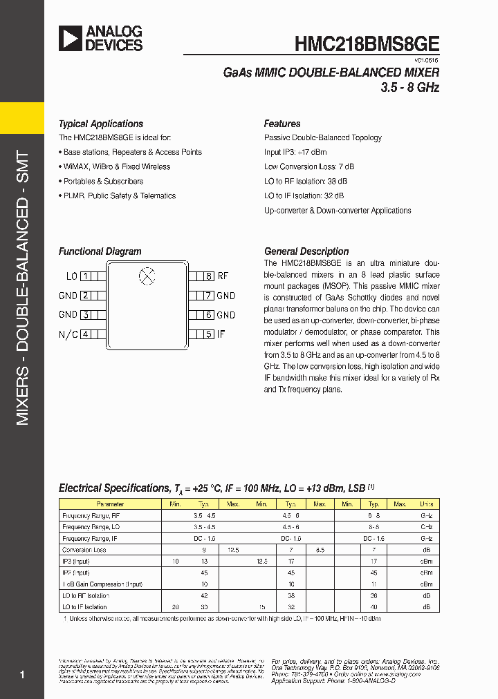 Hmc218bms8ge Pdf Datasheet Download Ic On Line