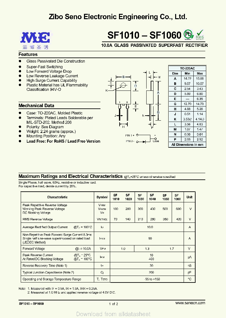 SF1040_9048704.PDF Datasheet Download --- IC-ON-LINE