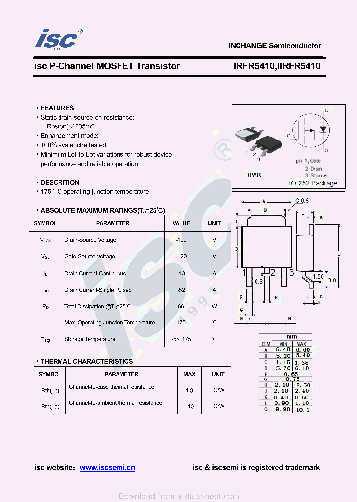 IRFR5410_9048991.PDF Datasheet