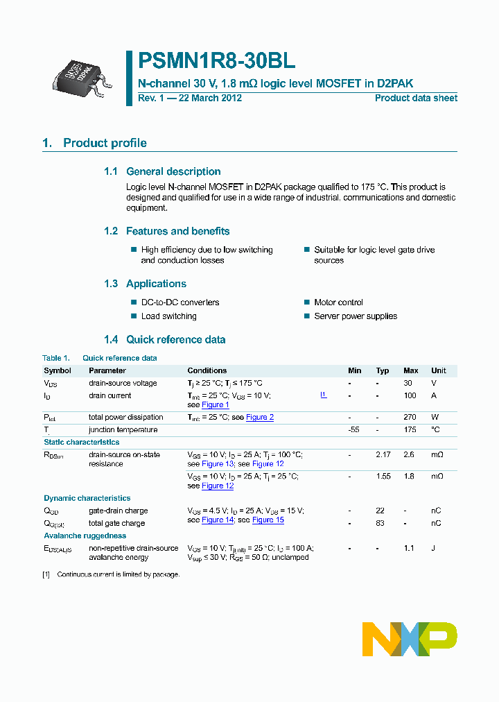 PSMN1R8-30BL_9049347.PDF Datasheet