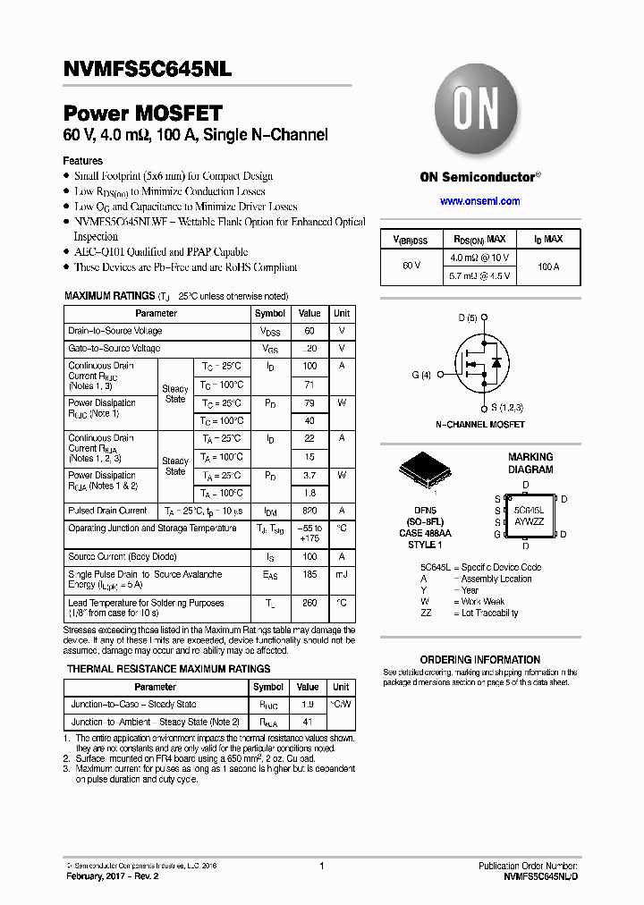 NVMFS5C645NLAFT1G_9057108.PDF Datasheet