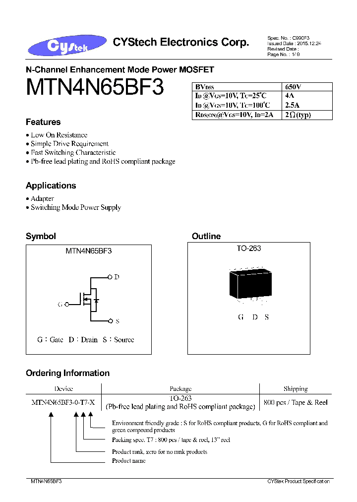 MTN4N65BF3_9058527.PDF Datasheet