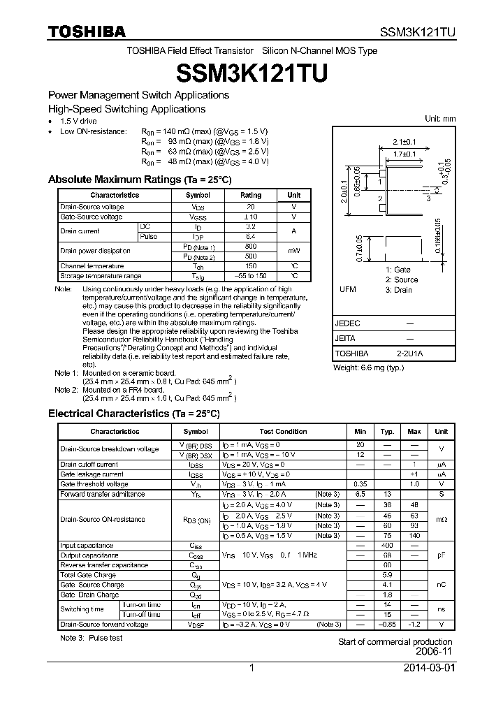 SSM3K121TU_9059955.PDF Datasheet